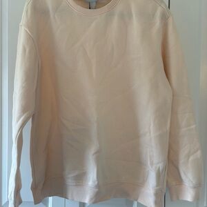 H&M Women Medium Essentials Relaxed Fit Fleece Crewneck Sweatshirt pastel peach